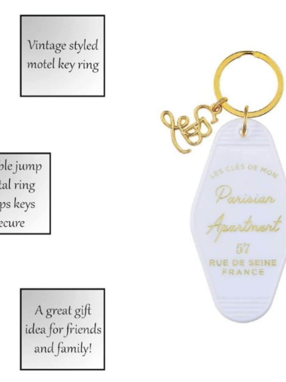 Vintage Inspired Keychain, Les Cles De Mon Parisian Apartment - Picture 2 of 2